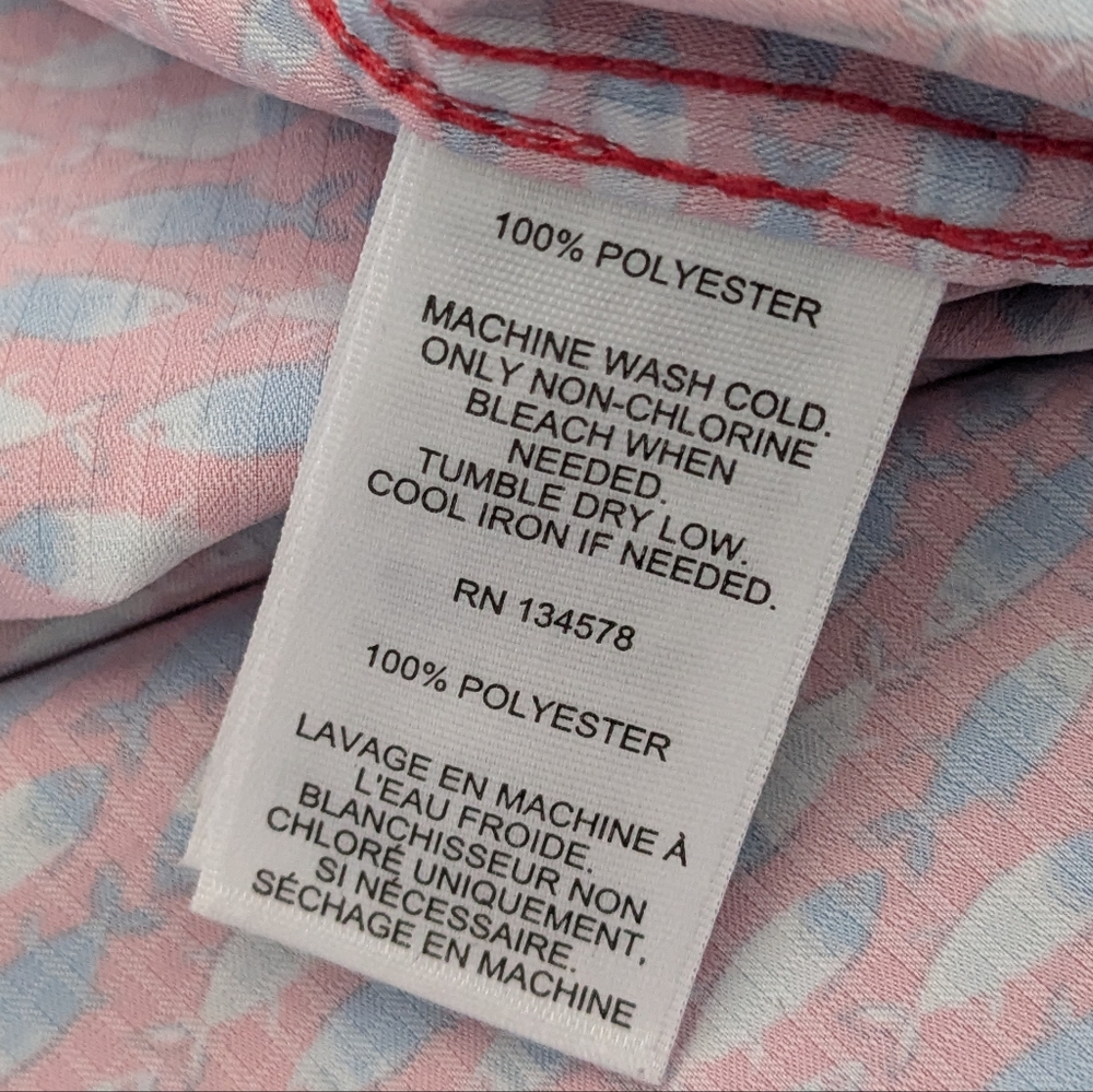 Vineyard Vines Micro Fish Red Short Sleeve Feather Performance Ripstop Shirt Med - Picture 7 of 10
